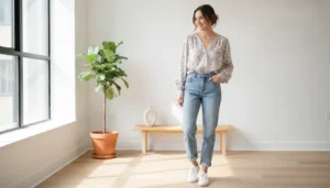 comment porter un chemisier liberty avec un jean mom taille